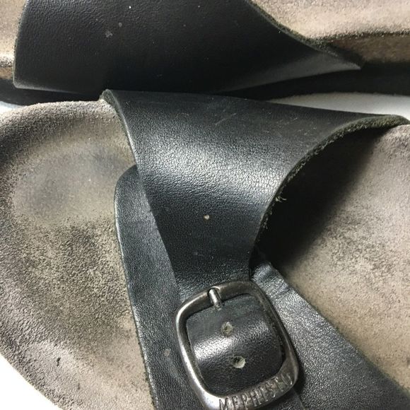 Mephisto Comfort Black Leather One Strap Buckle Slide Sandals Size 40 – 9.5/10 - Picture 11 of 11